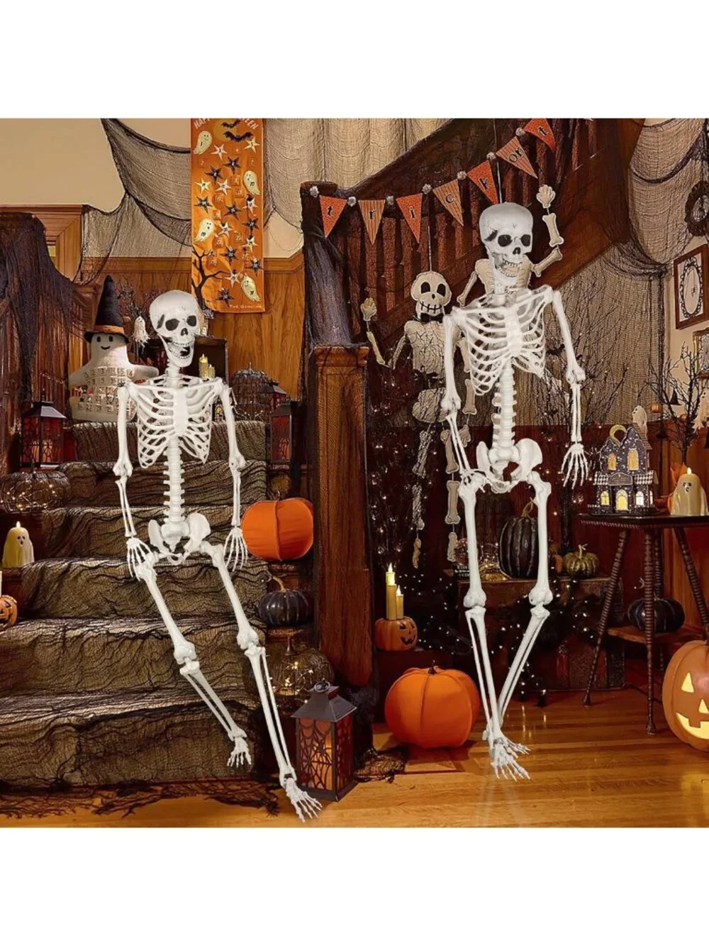 Realistic Life-Size Skeleton with Movable Joints for Halloween Party Decor 5.9ft